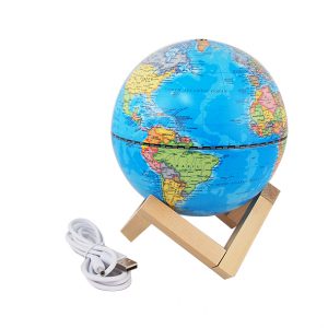 ลูกโลกมีไฟ 14 ซม. แบบไร้สาย พร้อมฐานตั้ง (ปรับไฟระบบสัมผัส) (Mini Globe Dia 14 cm with Rechargeable LED Light and Stand (Touch System))