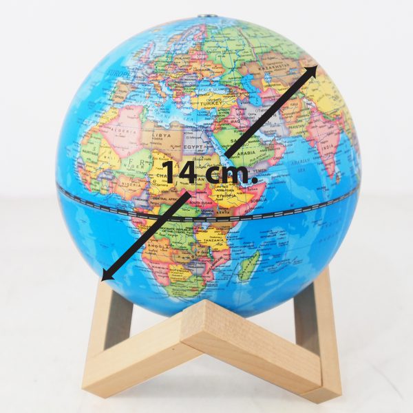 ลูกโลกมีไฟ 14 ซม. แบบไร้สาย พร้อมฐานตั้ง (ปรับไฟระบบสัมผัส) (Mini Globe Dia 14 cm with Rechargeable LED Light and Stand (Touch System)) - Image 5