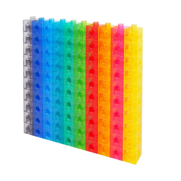ลูกบาศก์ตัวต่อ 2 ซม. แบบโปร่งใส (100 ชิ้น, 10 สี) (Translucent Linking Cubes, 100 cubes, 10 colors) - Image 2