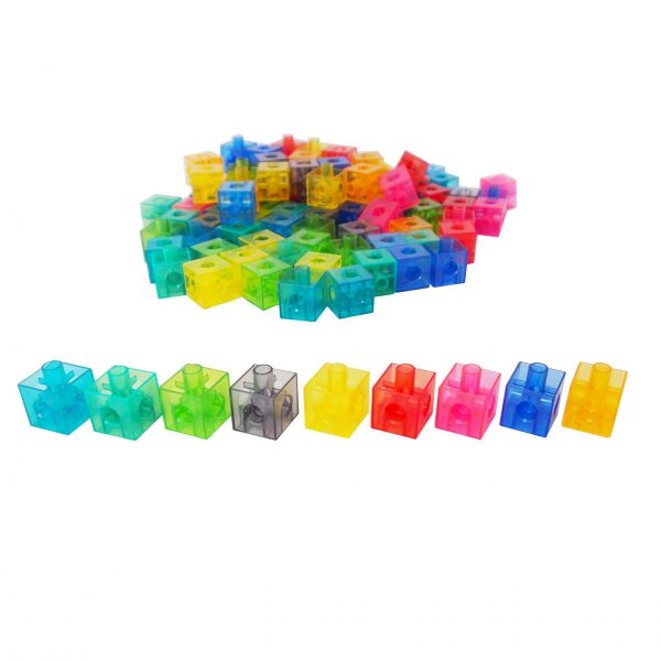 ลูกบาศก์ตัวต่อ 2 ซม. แบบโปร่งใส (100 ชิ้น, 10 สี) (Translucent Linking Cubes, 100 cubes, 10 colors) - Image 6